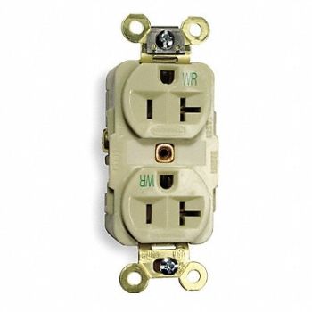 HUBBELL Receptacle Duplex 20A 5-20R 125V Ivory, 2HEE8