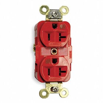 HUBBELL Receptacle Duplex 20A 5-20R 125V Red, 2HEE9