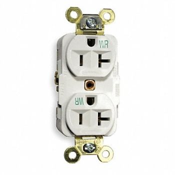 HUBBELL Receptacle Duplex 20A 5-20R 125V White, 2HEF2