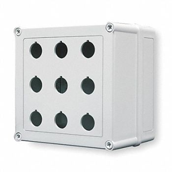 HOFFMAN Pushbutton Enclosure 22mm 9 Hole Plastic, 2HRW6