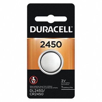 DURACELL Coin Battery Lithium 3VDC 2450, 2HYK2