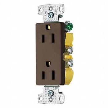 HUBBELL Receptacle Deco 15A 5-15R 125V Brown, 2JFR2