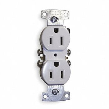 HUBBELL Receptacle Duplex 15A 5-15R 125V White, 2JFR3