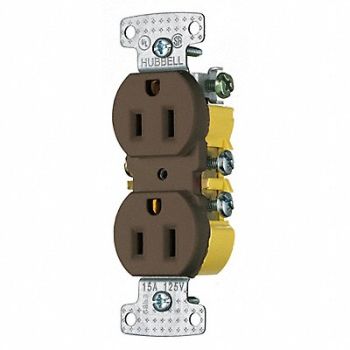 HUBBELL Receptacle Duplex 15A 5-15R 125V Brown, 2JFR7