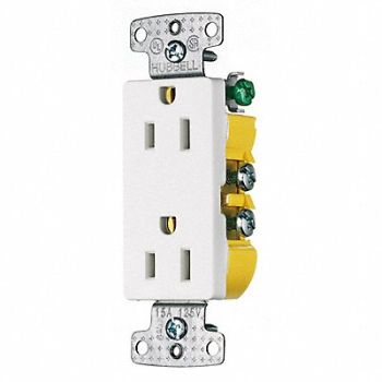 HUBBELL Receptacle Deco 15A 5-15R 125V White, 2JFT4