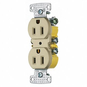 HUBBELL Receptacle Duplex 15A 5-15R 125V Ivory, 2JFT5