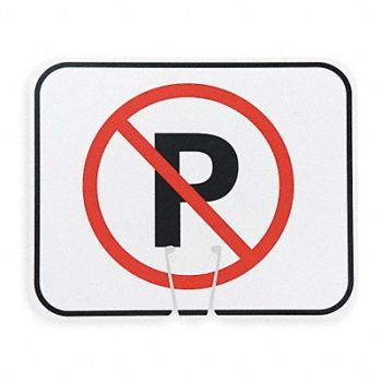GRAINGER APPROVED Traffic Cone Sign Blk/Red No Parking, 2KCV5