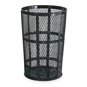 RUBBERMAID COMMERCIAL PRODUCTS Trash Can 45 gal Black Steel, 2KDH2