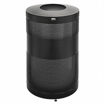 RUBBERMAID COMMERCIAL PRODUCTS Trash Can 51 gal Black Steel, 2KDJ8
