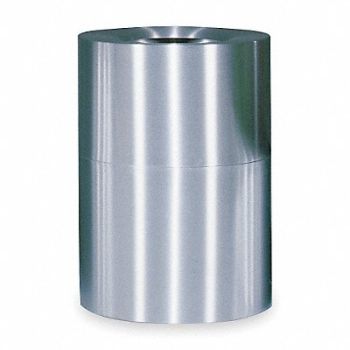 RUBBERMAID COMMERCIAL PRODUCTS Fire-Rstnt Trash Can Rnd 55 gal Silver, 2KDP8
