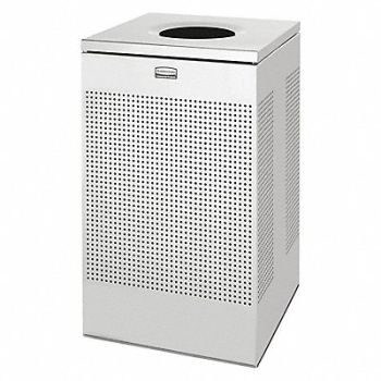 RUBBERMAID COMMERCIAL PRODUCTS Trash Can Square 20 gal Silver, 2KDR2
