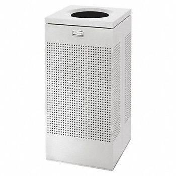 RUBBERMAID COMMERCIAL PRODUCTS Trash Can Square 16 gal Silver, 2KDR6