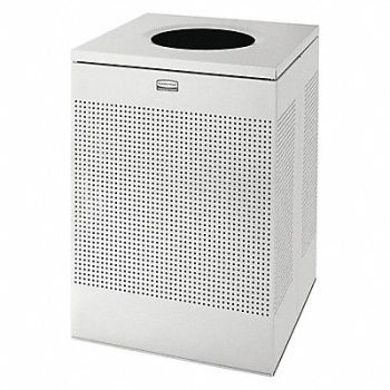 RUBBERMAID COMMERCIAL PRODUCTS Trash Can Square 40 gal Silver, 2KDR8