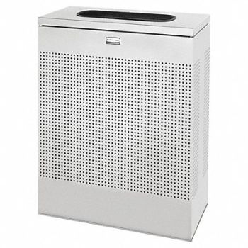 RUBBERMAID COMMERCIAL PRODUCTS Trash Can Rectangular 22-1/2 gal Silver, 2KDT1