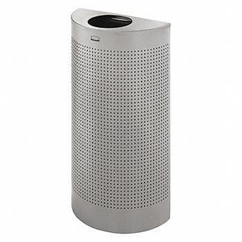 RUBBERMAID COMMERCIAL PRODUCTS Trash Can Half Round 12 gal Silver, 2KDT5