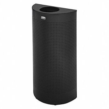 RUBBERMAID COMMERCIAL PRODUCTS Trash Can Half Round 12 gal Black, 2KDT6