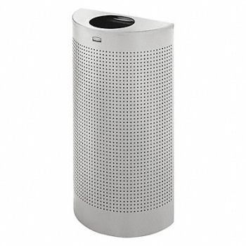 RUBBERMAID COMMERCIAL PRODUCTS Trash Can Half Round 12 gal Silver, 2KDT7