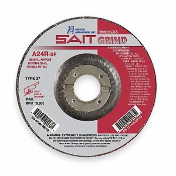 UNITED ABRASIVES-SAIT Depressed Center Wheel T27 7x1/4x7/8 AO, 2KMG7
