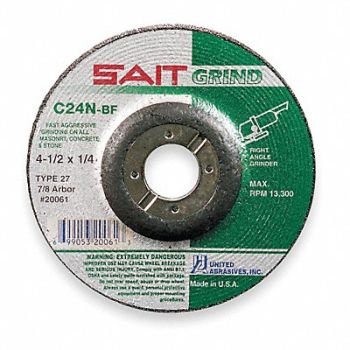 UNITED ABRASIVES-SAIT Depressed Center Wheel T27 9x1/4x7/8 SC, 2KMH7