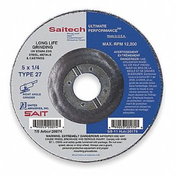 UNITED ABRASIVES-SAIT Depressed Center Wheel T27 9 in 7/8 in, 2KMJ1