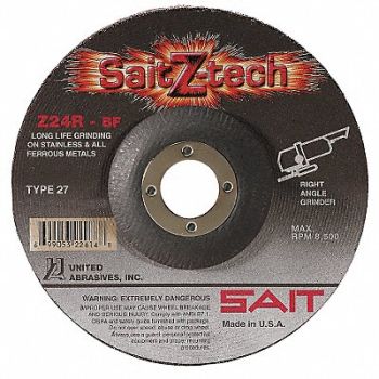 UNITED ABRASIVES-SAIT Depressed Center Wheel T27 7x1/4x7/8 ZA, 2KMJ4