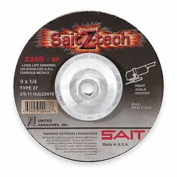 UNITED ABRASIVES-SAIT Depressed Center Wheel T27 5x1/4x7/8 ZA, 2KMJ3