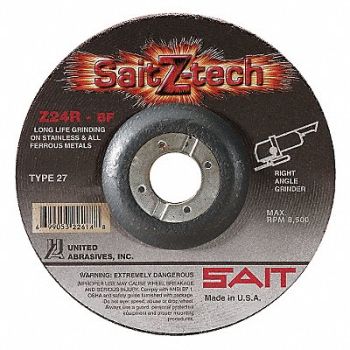 UNITED ABRASIVES-SAIT Depressed Center Wheel T27 9x1/4x7/8 ZA, 2KMJ5
