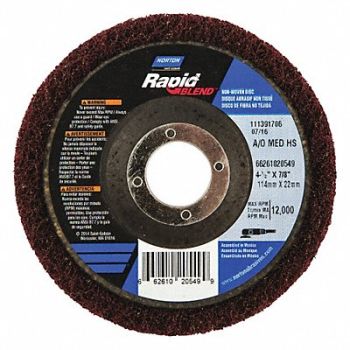 NORTON Non-Woven Dep Center Disc 4 1/2 in Dia, 2KNE1