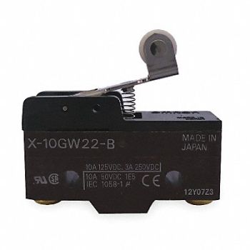 OMRON Swch 10A SPDT Shrt Hinge Roller Lever, 2KRP8