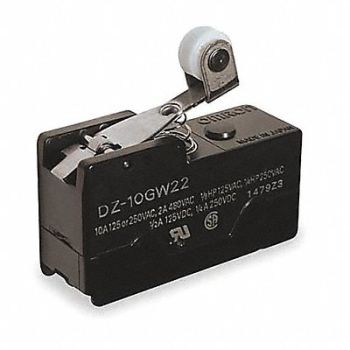 OMRON Swch 10A DPDT Shrt Hnge Rolr Levr Low OT, 2KRT9