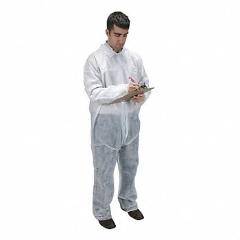 CONDOR D2175 Collared Coveralls White 5XL PK25, 2KTK8