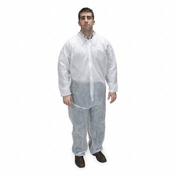 CONDOR D2176 Collared Coveralls Whte 5XL Elastic PK25, 2KTL7