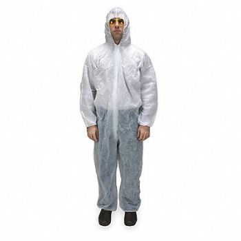 CONDOR D2177 Hooded Coveralls White 4XL Elastic PK25, 2KTN5