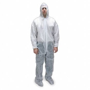 CONDOR D2178 Hooded Coveralls White 4XL Elastic PK25, 2KTP4