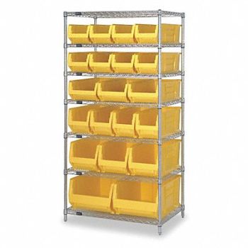 QUANTUM STORAGE SYSTEMS D5604 Bin Shlvng 24inx74inx36in Yellow, 2KVY8