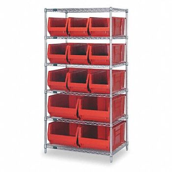 QUANTUM STORAGE SYSTEMS D5606 Bin Shlvng 30inx74inx36in Red, 2KVZ2