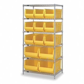 QUANTUM STORAGE SYSTEMS D5606 Bin Shlvng 30inx74inx36in Yellow, 2KVZ3