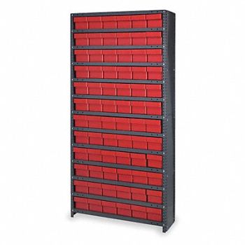 QUANTUM STORAGE SYSTEMS Enclosed Bin Shlvng 24x75x36in Red, 2KWF4
