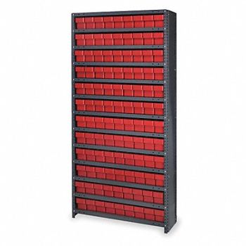 QUANTUM STORAGE SYSTEMS D5586 Enclosed Bin Shlvng 12x75x36in Red, 2KWD7