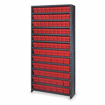 QUANTUM STORAGE SYSTEMS D5601 Enclosed Bin Shlvng 18x75x36in Red, 2KWF1