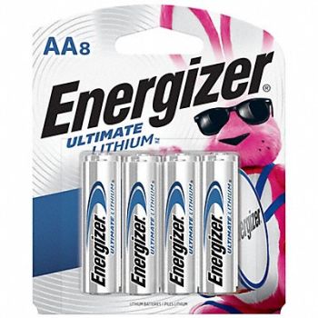 ENERGIZER Battery Lithium AA Hi Performance PK8, 2LBJ6