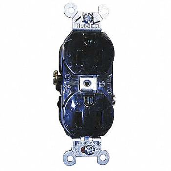 HUBBELL Receptacle Duplex 15A 5-15R 125V Black, 2LBR8