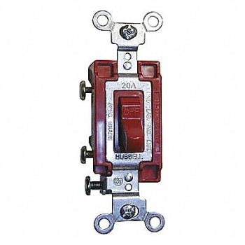 HUBBELL Wall Switch 4-Way 120/277V 20A Red Toggl, 2LBU5
