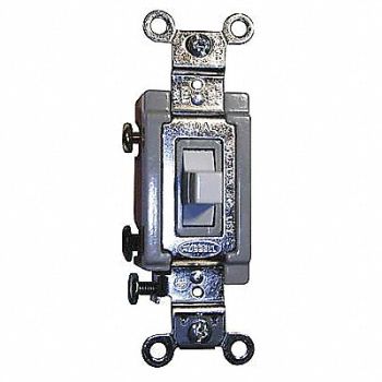 HUBBELL Wall Swtch 1-Pole 120/277V 20A Wht Toggl, 2LBU7