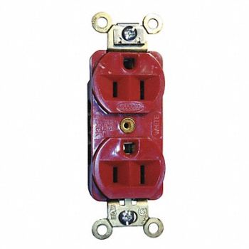 HUBBELL Receptacle Duplex 15A 5-15R 125V Red, 2LBV8