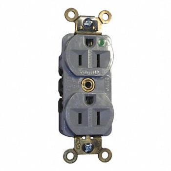 HUBBELL Receptacle Duplex 15A 5-15R 125V Gray, 2LBX2