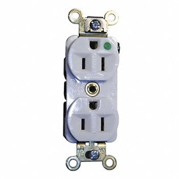 HUBBELL Receptacle Duplex 15A 5-15R 125V White, 2LBX3