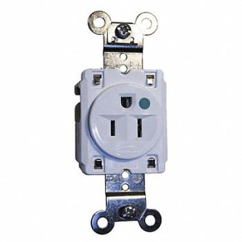 HUBBELL Receptacle Single 15A 5-15R 125V White, 2LBX5