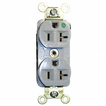 HUBBELL Receptacle Duplex 20A 5-20R 125V Gray, 2LBX7