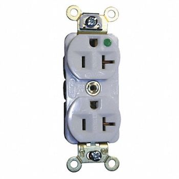 HUBBELL Receptacle Duplex 20A 5-20R 125V White, 2LBX8